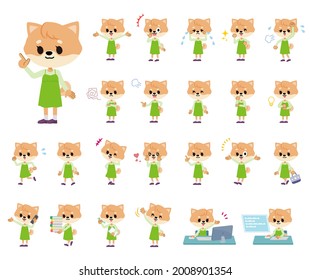 A set of Dog girl with who express various emotions.It's vector art so easy to edit.