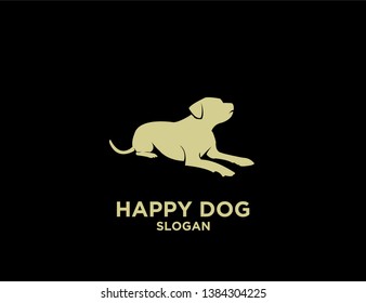 set DOG gold  black background logo icon designs vector illustration sign silhouette