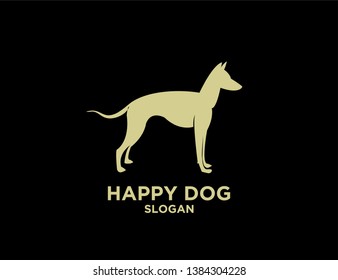 set DOG gold  black background logo icon designs vector illustration sign silhouette