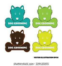 Set of dog grooming label.