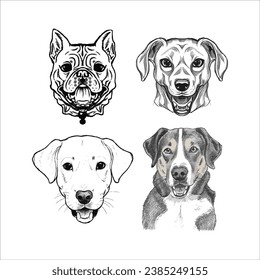 Set of Dog head icon vector illustration