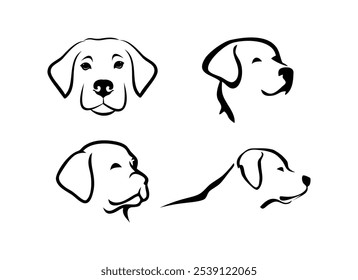 Conjunto de Vector de diseño de fondo de icono de esbozo de cabeza de perro aislado