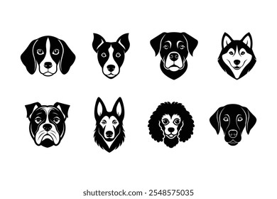 Conjunto de silueta de Vector de cabeza de perro