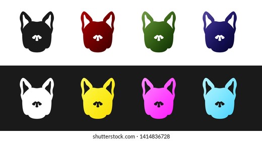Set Dog icon isolated on black and white background. Vector Illustration