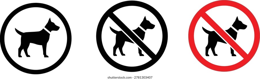 Set of dog icons with allowed and prohibited signs for public areas and pet policy signage Vector