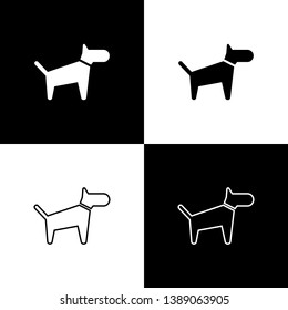 Set Dog icons isolated on black and white background. Vector Illustration