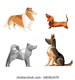 Set of dog isolated on white background. Vector Illustration