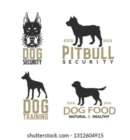 Set of Dog labels isolated on white. Vector illustration.