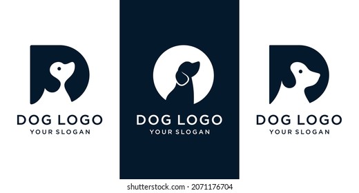 set of dog in letter D logo icon vector Design Template