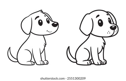 Set of dog line art vector 