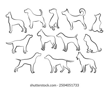 set of dog line design suitable for logos, icons, print, and others
