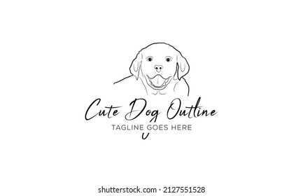Set of dog linear logo design template Vector dog outline premium Vector illustration