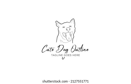 Set of dog linear logo design template Vector dog outline premium Vector illustration
