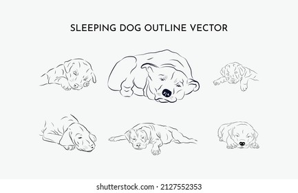 Set of dog linear logo design template Vector dog outline premium Vector illustration