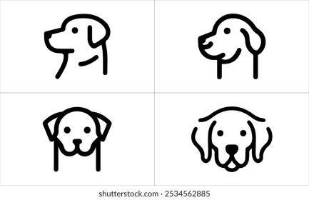 Conjunto de Dog Logo Design Icon Symbol Vetor Template. Ilustração de vetor da coleção de logotipo da cabeça do cão da arte da linha.