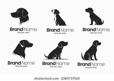 Set of dog logo design template. Vector illustration logo design, minimal logo design. minimal and modern dog logos