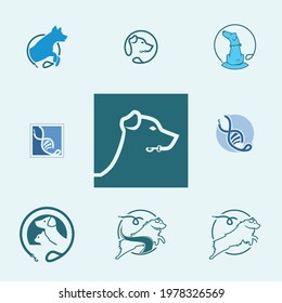 set dog logo design vector template