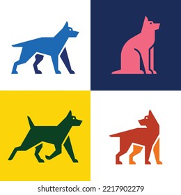 Set of Dog, Dog Logo. Icon design. Template elements