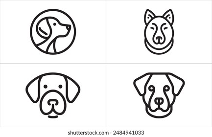 Conjunto de Plantilla de Vector de símbolo de logotipo de perro. Conjunto de iconos de perro de esquema