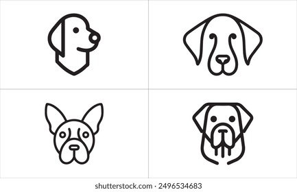 Conjunto de Plantilla de Vector de símbolo de logotipo de perro. Conjunto de iconos de perro de esquema