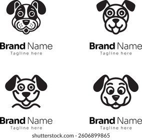 Set of dog mascot logo design template. Vector illustration logo design, minimal logo design. minimal and modern Pet logos