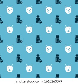 Set Dog medicine bottle and Cat on seamless pattern. Vector