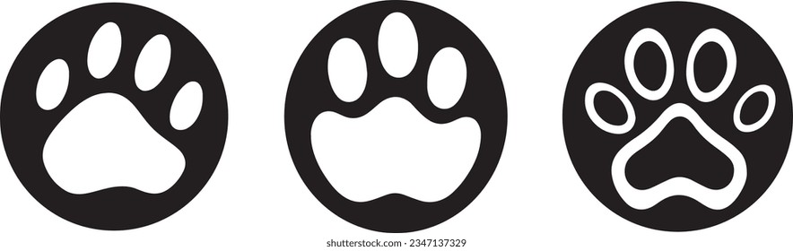 Set of Dog Paw icon on a white background. Vector illustration can change color ! 