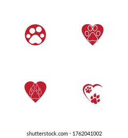Set Dog paw vector footprint icon logo symbol graphic  illustration