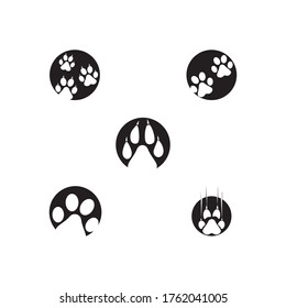 Set Dog paw vector footprint icon logo symbol graphic  illustration