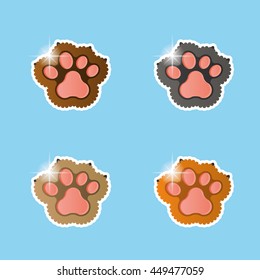Set of dog paws with nails, Vector illustration