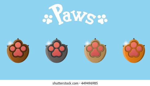 Set of dog paws with nails, Vector illustration