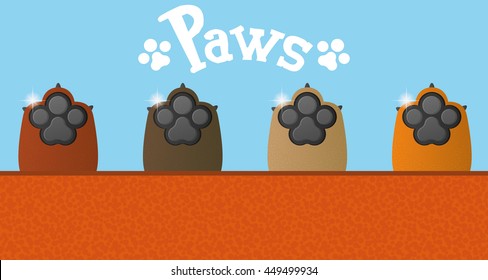 Set of dog paws with nails, Vector illustration