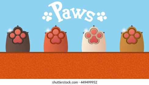 Set of dog paws with nails, Vector illustration