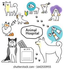 Set of dog poses that can be used for veterinary notices
