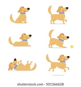 Set Of Dog Poses Vector Illustration