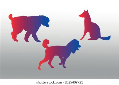 set of dog silhouette abstract,  line isolated or logo isolated sign symbol vector, outline and stroke style Collection of high-quality color style vector illustration,