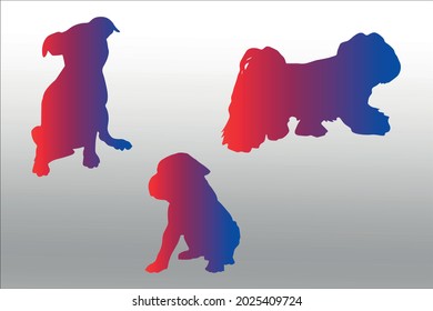 set of dog silhouette abstract,  line isolated or logo isolated sign symbol vector, outline and stroke style Collection of high-quality color style vector illustration,