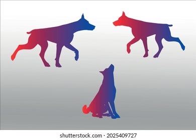 set of dog silhouette abstract,  line isolated or logo isolated sign symbol vector, outline and stroke style Collection of high-quality color style vector illustration,