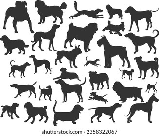 set of dog silhouette graphic