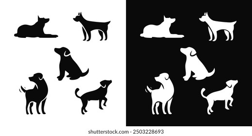 Set of Dog silhouette icon logo vector. Pet business isolated graphic