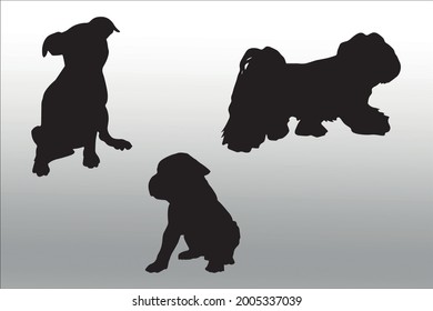 set of dog silhouette line  isolated or logo isolated sign symbol vector, outline and stroke style Collection of high-quality black style vector illustration