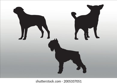 set of dog silhouette line  isolated or logo isolated sign symbol vector, outline and stroke style Collection of high-quality black style vector illustration