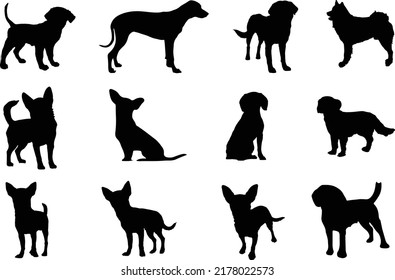 The set of Dog silhouettes - animals silhouette