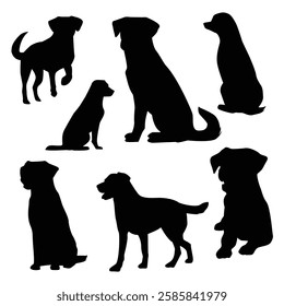 Set of dog silhouettes. Black decorative cute animals. Vector