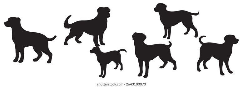 Set of dog silhouettes. Dogs silhouettes vector, isolated silhouette of a dog collection. 