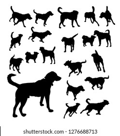Set of dog silhouettes. Vector