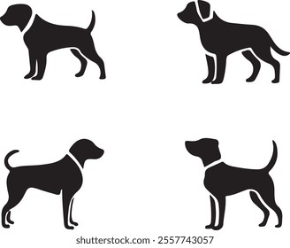 Set of dog silhouettes. Vector illustration isolated on white background.