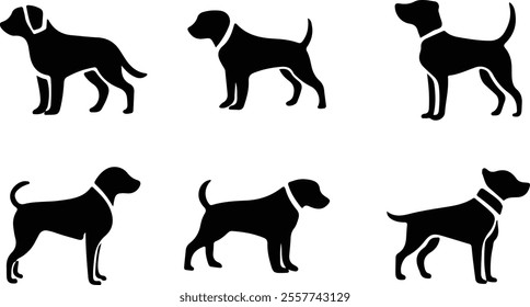 Set of dog silhouettes. Vector illustration isolated on white background.