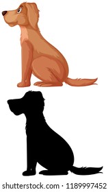 Set Of Dog And Silhoutte Illustration