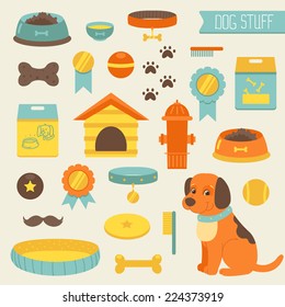 Set of dog stuff icons